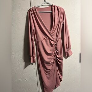 Elegant Pink Wrap Dress